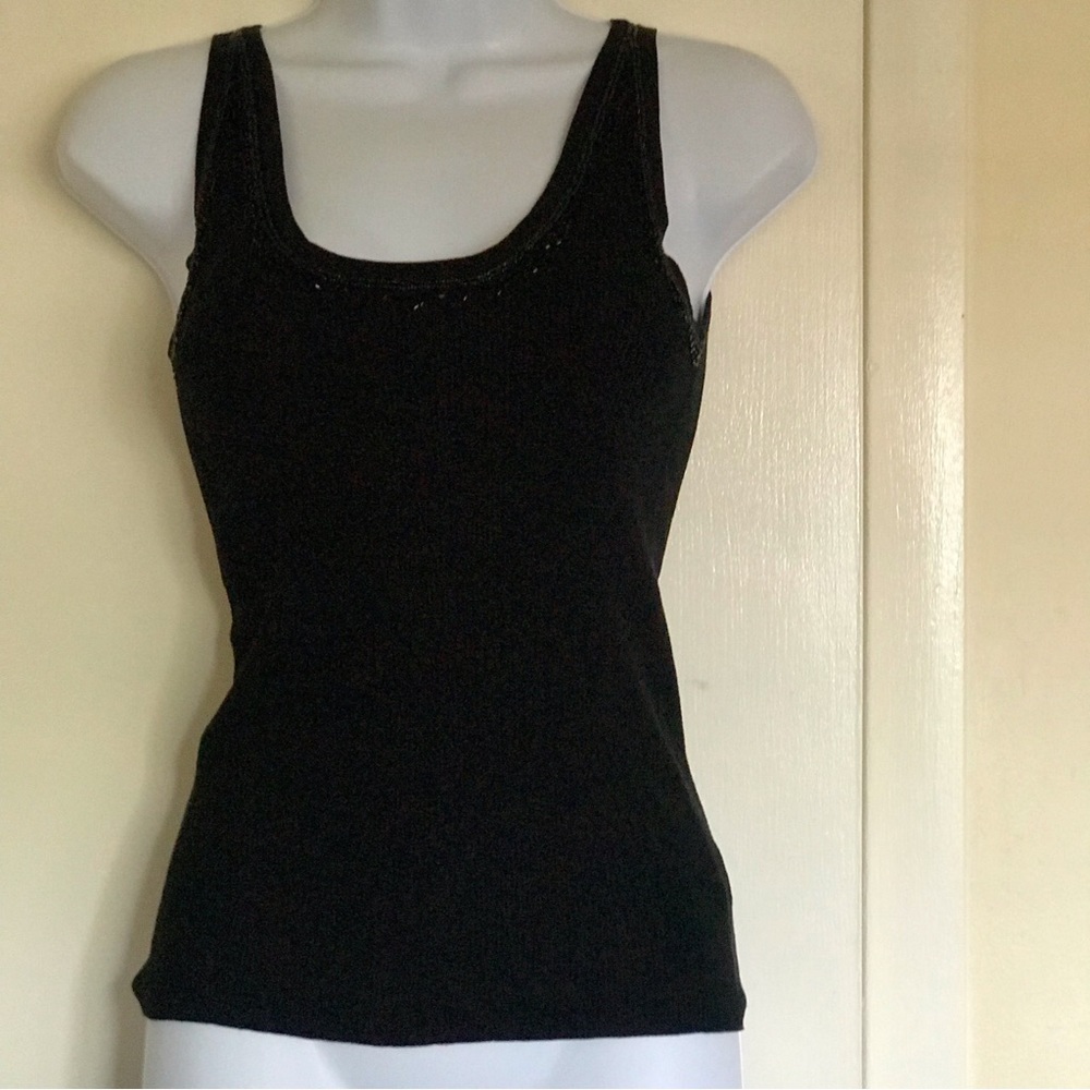 Vintage ESSENDI 90s size S sleeveless women black top 55% silk 45 % COTTON - Picture 8 of 16